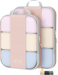 2 Set Compression Packing Cubes for Travel Essentials,Compressible Expandable Packing Cubes for Suitcase,OlarHike Luggage Organizer Bags for Travel,Handy Helper for Organizing Clothes(Beige)
