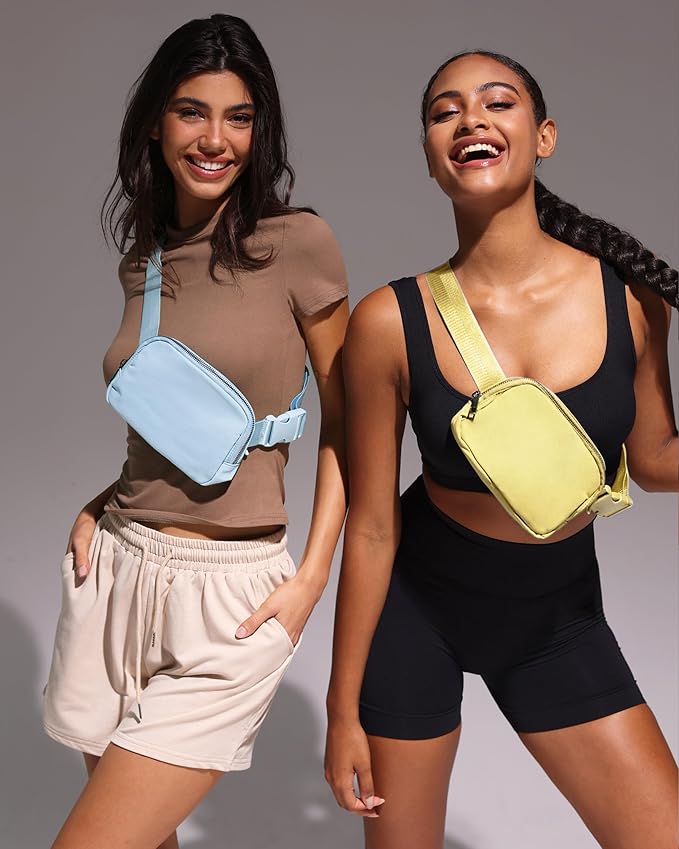 YOSHUYUKI Fanny Pack Cross Body Small Crossbody Bags for Women Men Trendy Nylon Waterproof Mini Purse Travel Running Belt Bag Lulu Dupes Bum Hip Chest Waist Pack Side Bag Must Have Fuchsia