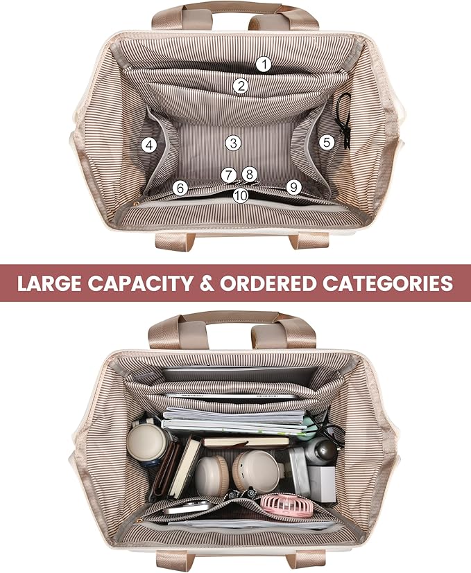 LOVEVOOK 18 Inch Laptop Backpack for Women, Large Capacity Travel Backpack with Organizer Bag, Waterproof Carry on Backpack Purse Work Bag with USB Port for College Teacher Nurse, 2PCS
