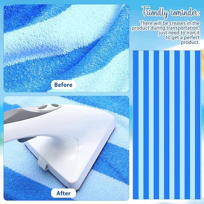 EBOOT 10 Pack Oversized Beach Towel Set Extra Large Pool Towels Microfiber Quick Dry Swim Blanket for Adult Women Men Face Hand Body Bath Travel Pool(Mixed Color,28 x 59 Inch,Fresh Stripe)
