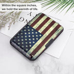 ELFISH Mini RFID Aluminum Wallet Credit Cards Holder Business Card Case Metal ID Case for Men Women (Flag)