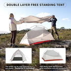 Naturehike Cloud-Up Tent Lightweight Backpacking Tent with Footprint - Free Standing Ultralight Camping Hiking Backpack Tents