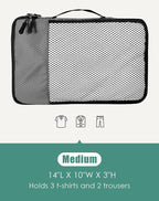WTREE 4-Piece Packing Cubes Travel Accessories Set for Suitcases - Luggage Organizer Bags with Double Zipper - Mesh Top - Medium - Dark Grey