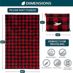 PAVILIA Travel Blanket Pillow, Airplane Blanket Set in Soft Bag with Pockets, Plane Blanket Compact Packable, Flight Essentials Car Pillow, Travelers Accessories Gifts, Luggage Strap, Plaid Red