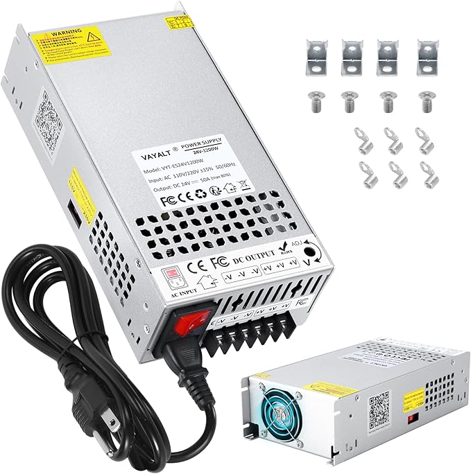 VAYALT 24V 50A 1200W DC Switching Power Supply, Universal Regulated Switching AC 110V/220V to DC 24V Transformer, 24V Power Supply for Industrial, CCTV, Computer Project, 3D Printer, LED Strip Light