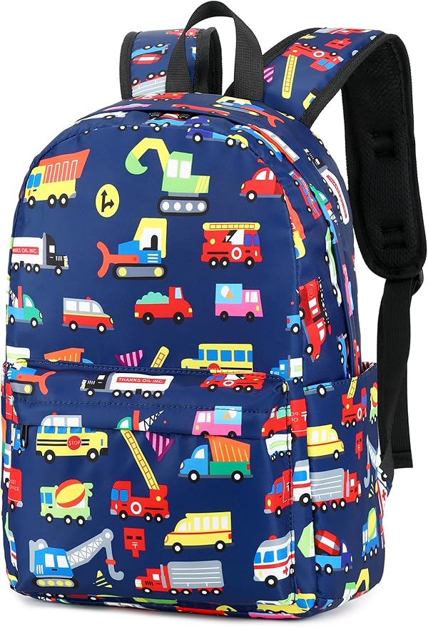 CAMTOP Preschool Backpack for Kids Boys Girls Toddler Backpack Kindergarten School Bookbags for Age 3-8 (Navy Vehicle)