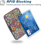 Credit Card Holder, Mini Aluminum Card Wallet RFID Blocking Slim Metal Hard Card Case for Women Men, Pretty Mandala
