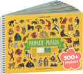 Monkey 500+ Kids Sticker Book by Cupkin Toddler Airplane Travel Activity Coloring and Sticker Book, Road Trip Essentials, 12 Coloring Pages 12 Scenes for Ages 2–8 Years