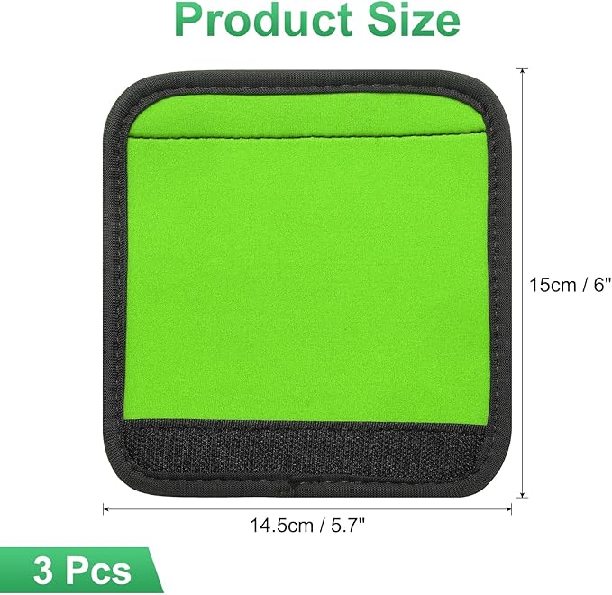 uxcell 3 Pcs Luggage Handle Wrap for Suitcase, Neoprene Handbag Grip Cover Protector Luggage Identifiers Suitcase Handle Wraps for Luggage Shopping Bag Travel Bags, Fluorescent Green
