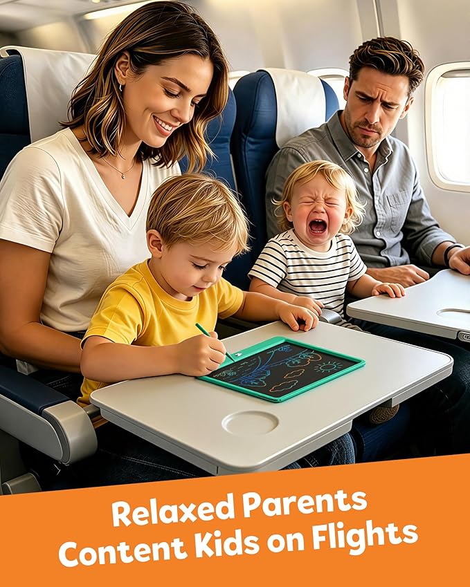 TEKFUN 12 Inch LCD Writing Tablet for Kids, Coloring Drawing Pad, Mess Free Doodle Board, Airplane Travel Toys for Boys and Toddlers, Road Trip Essentials, Gifts for 3-8 Year Old Girls(DarkGreen)