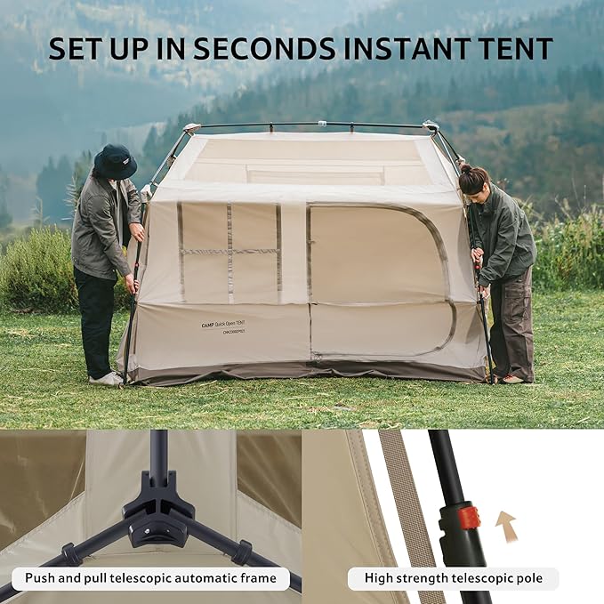 Naturehike Village Instant Tent, Camping Tent with Full Rainfly, Waterproof Large Cabin Tents for Car Camping