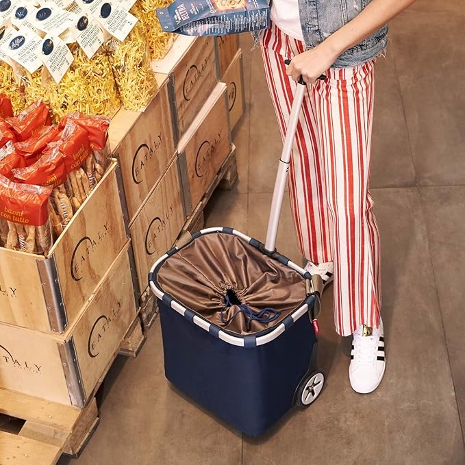 reisenthel carrycruiser Dark Blue - Portable Shopping Trolley with Sturdy Aluminum Frame, Shoulder Strap and Removable mesh Inner Bag -Water-Repellent