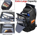 KROSER Travel Laptop Backpack 18.4 Inch XXXL Gaming Backpack with Hard Shell Saferoom RFID Pockets Water-Repellent Business College Daypack Stylish Laptop Bag for Men/Women-Black Grey