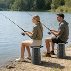 Upgraded XXL Taller 19.7" Wider 11.8" Collapsible Stool with Cushion,Adjustable Seat with Load Capacity 1000lbs, More Taller&Wider Portable Retractable Stool for Adults Camping Fishing Hiking BBQ