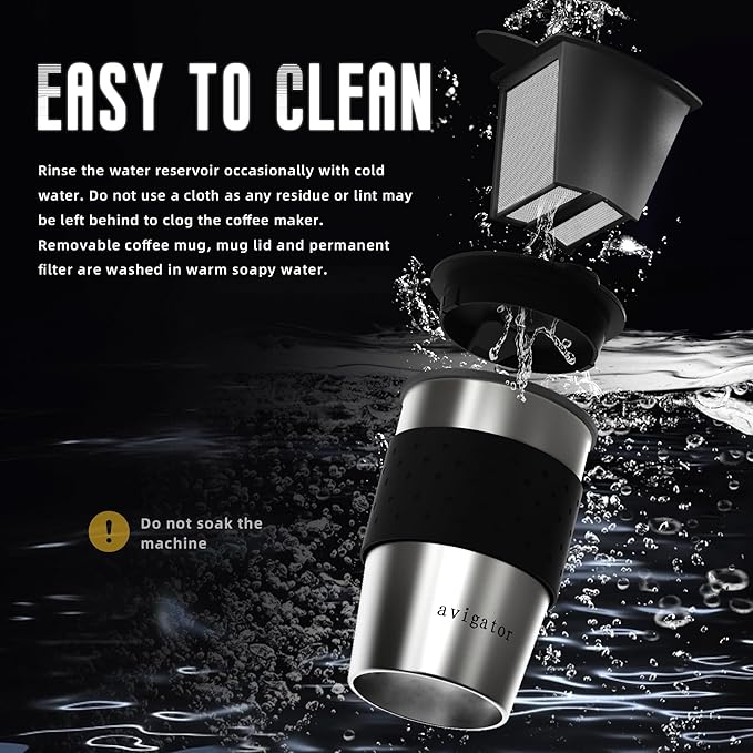 Portable Coffee Maker for Travel Camping Car, Compact Drip Coffee Machine Single Serve with 10oz Travel Mug for Traveling, RV, Office, Camping, 12V Socket, Black