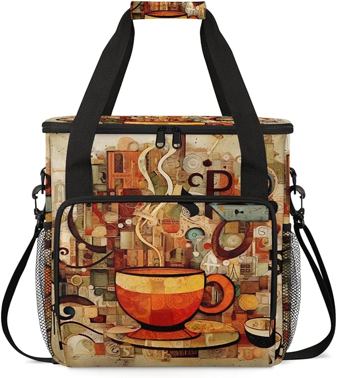 Coffee Maker Travel Bag Compatible with Keurig K-Mini or K-Mini Plus, Single Serve Coffee Brewer Carrying Case with Multiple Pockets for K-Cup Pods, Storage Bag With Shoulder Strap(Bag Only)