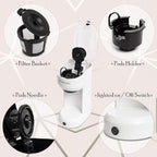 Mixpresso 2-in-1 Single Serve Coffee Maker - K-Cup & Ground Coffee Compatible - Fast 2-3 Min Brewing - Compact 14oz White Coffee Machine for Home Office