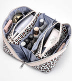 BOYATU Travel Makeup Bags Cosmetic Organizer Bag: 3 Pcs Set Large Capacity Make up Bag with Compartments - Waterproof Leather Toiletry Bags with Handle for Women (B-White)