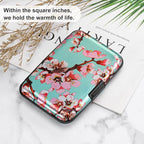 ELFISH Mini RFID Aluminum Wallet Credit Cards Holder Business Card Case Metal ID Case for Men Women（Pink Peach Blossom