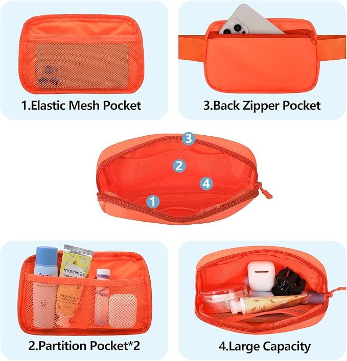 Fanny Pack Crossbody Bag for Women and Men, Belt Bag for Hiking Bum Bag with Adjustable Strap,Casual Cell Phone Pouch?Waist pack for Running Workout Sports Travel Orange