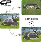 CAMPROS CP Upgraded 6/8 Person Camping Tents, Waterproof Windproof Family Tent with Larger Mesh Windows & Door, Double Layer, Easy Set Up, All-Season Dome Tent with Top Rainfly & Carry Bag