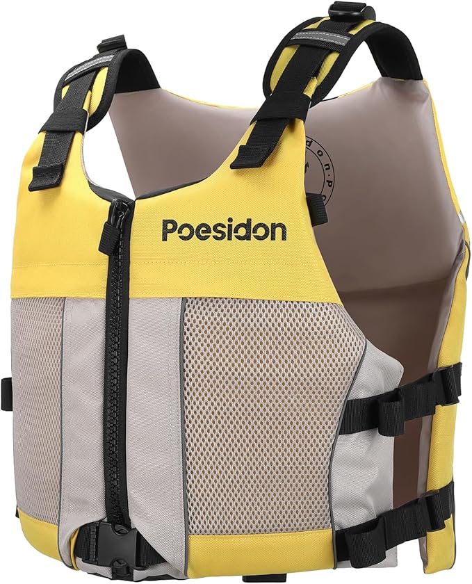 Poseidon Adjustable Water Safety Life Jacket - Classic Unisex Design with Front/Rear Storage Compartments for Multiple Water Activities