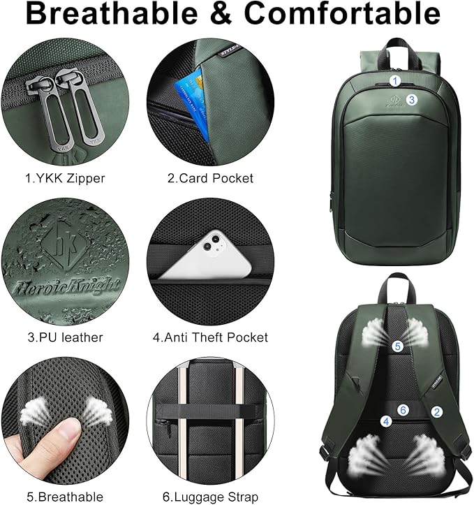 Slim Laptop Backpack for Men,Waterproof Expandable High Tech Business Work Backpack for Men and Women15.6 Inch Lightweight Anti-theft Travel Backpack Durable College Casual Daypack Computer Laptop Bag