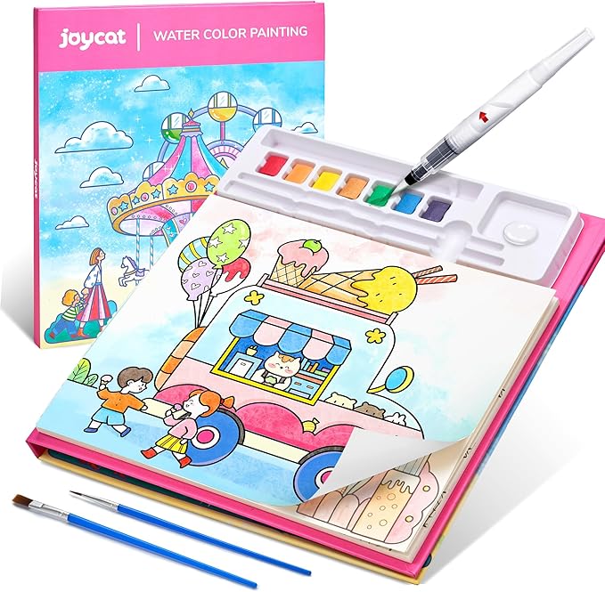 JoyCat Paint with Water Coloring Books for Toddlers, Watercolor Painting Sets for Kids Ages 3-5 4-8, Arts and Crafts Drawing Activities Toy Birthday Gifts for Boys Girls (Funfair)