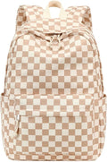 LOIDOU Backpack for Girls School Backpacks Bookbags for Elementary Middle School Women Laptop Backpacks (Brown white checker, L-17)