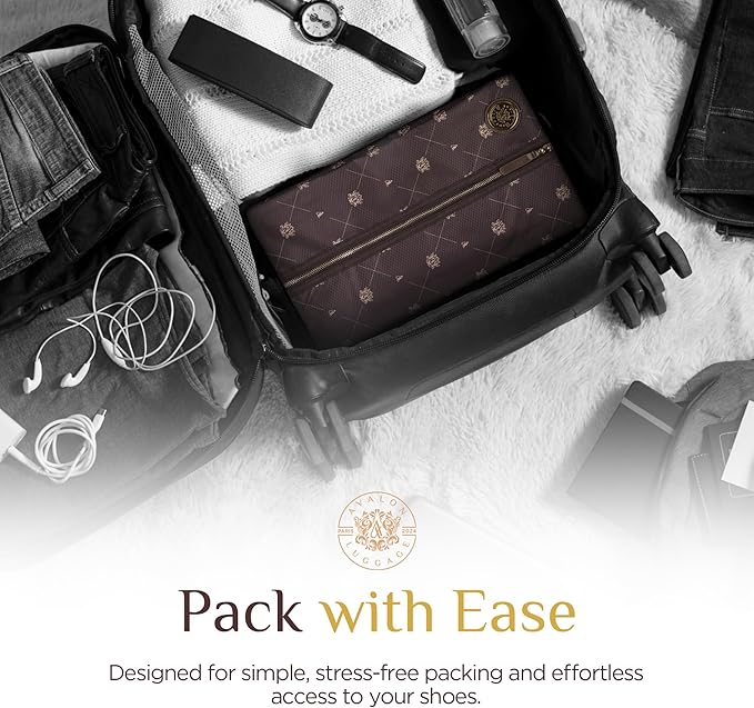 Shoe Bags for Travel - Footwear Organizer for Suitcases, Gym, Work Trips | Signature Edition (Brown Premium)