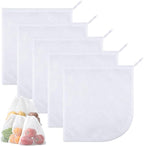 BaHoki Essentials Lightweight Mesh Produce Bags - Reusable, Washable, and Breathable - for Grocery, Fruits, Vegetables, and Home Storage - 5 Pack