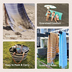 Cotton Turkish Beach Towel with Towels Oversized 36"x72" Pool Absorbent Extra Large Quick Dry Sand Travel Towel (Coastal, 4 Pack)