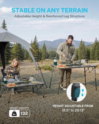 Gonex 50" Camping Table with Adjustable Height Legs for Uneven Ground, Portable Folding Aluminum Roll Up Table with Mesh Pocket for Camping, Picnic, BBQ, Cooking
