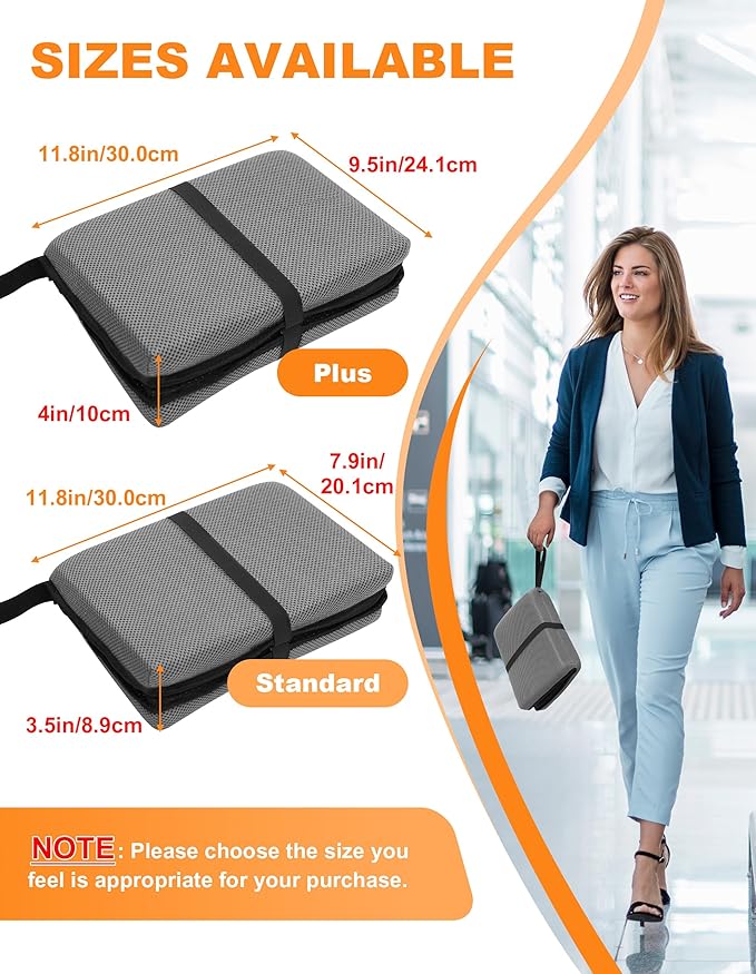 FASTMOMENT Airplane Seat Cushion Portable Travel Cushion for Comfort Foldable Stadium Pad with Breathable Fabric Seat Pad Perfect for Long Flights, Office, Bleacher, Camping