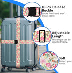 Luggage Straps for Suitcases, Travel Adjustable Belt with Quick Release Buckle, Heavy Duty Nylon Bag Packing Strap, Unique Bright Identifiers Business Travel Accessories (2 Pack) - Pink Flowers