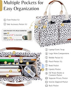 BESBESME Canvas Tote Bag for Women with Zipper & Compartments– Large Work & College Laptop Tote Crossbody Shoulder Bag