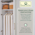 Luxury Cotton Garment Storage Bag, 24x50 Inch, Breathable Washable Reusable, for Hanging Clothes Short Dresses Jackets Suits, Fits 3 Hangers, Zipper Window (1, 24x50x3)