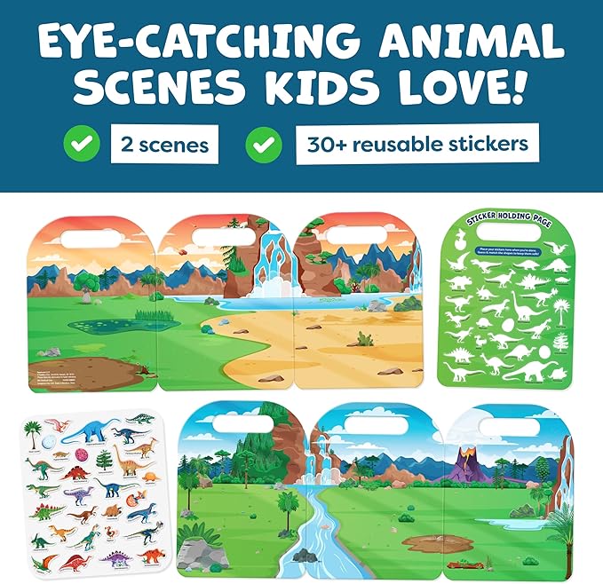 Reusable Sticker Books for Toddlers 1-3, Stickers for Toddlers 2-4 Years - Stickers for Kids Airplane Toys for Toddler 1-3, Toddler Travel Toys - Reusable Sticker Book Birthday Gifts for Boys Girls