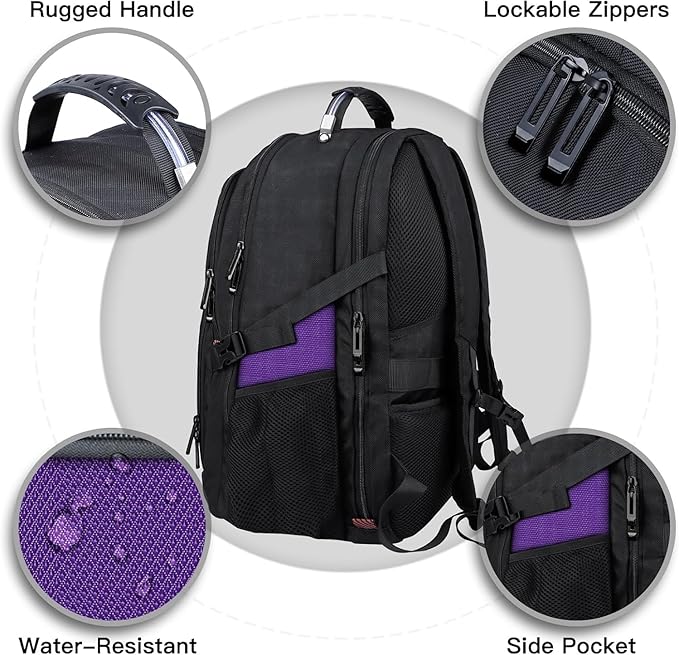ANTERK Travel Backpack, 18.4 Inch Laptop Backpacks for Men Women, 55L Anti Theft Water Resistant College Bussiness TSA Airline Approved Work Computer Backpack, Purple