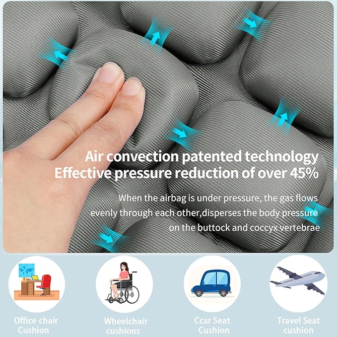 1Pcs Seat Cushion, Travel Cushion Airplane Seat - Inflatable Airplane Seat Cushion for Travel.Suitable for Long Distance Sedentary People to Use,Easy to Carry, 3D Inflatable Airbag is Ergonomic