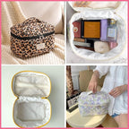 uekeboag Large Travel Quilted Makeup Bag for Women, Floral Cotton Cosmetic Bag, Coquette Aesthetic Floral Toiletry Organizer Bag