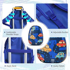 BABY JOY 2 PC Kids Carry On Luggage Set, 12” Backpack & 18” Toddler Suitcase, Hard Shell Travelling Case & Backpack w/ 4 Rotating Casters, Cute Rolling Trolley Case for Boys & Girls (Car)
