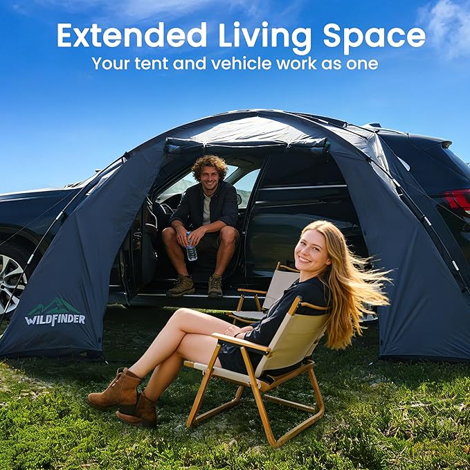 WildFinder SUV Tent, Rectangle Car Tent for Family, Waterproof & Windproof for Car Camping, Large Camping Tents with Storage Bag, SUV, Van, Jeep
