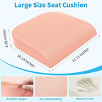 TranquilRelax Large Seat Cushion, Memory Foam Cushion for Long Sitting Hours on Office Chair, Home & Car, Non-Slip Chair Pad for Relieving Back & Sciatica & Hip & Coccyx Pain (Pink)