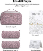BOYATU Travel Makeup Bag Cosmetic Bags for Women: Large Capacity 3 Pcs Set Make up Bag with Compartments - Waterproof Vegan Leather Toiletry Organizer Bags with Handle (Z-64Purple)