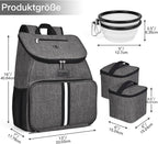 BAGLHER丨Dog Travel Bag, Airline Approved Pet Supplies Backpack, Dog Travel Backpack Accessories Set with 2 Silicone Collapsible Bowls and 2 Food Baskets, Gray