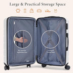 Sweetcrispy Carry on Luggage, Hard Shell ABS Suitcase with Double Spinner Wheels, Lightweight Expandable Rolling Suit Case with TSA Lock, 21 Inch Milky-White