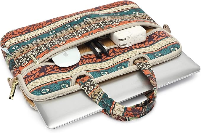 kayond Red Bohemia Patten Waterproof Laptop Shoulder Messenger Bag Case Sleeve for 14 Inch 14.1 Inch Laptop