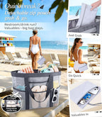 2026 Stylish & Spacious XX-Large Beach Bag for Women – Mesh × Canvas Tote with Top Zipper, 11 Tall Pockets | 40L+ Spacious, 11 Tall Pockets, Zipper Pouch, Secure Zip-Top, Sand-Resistant Base