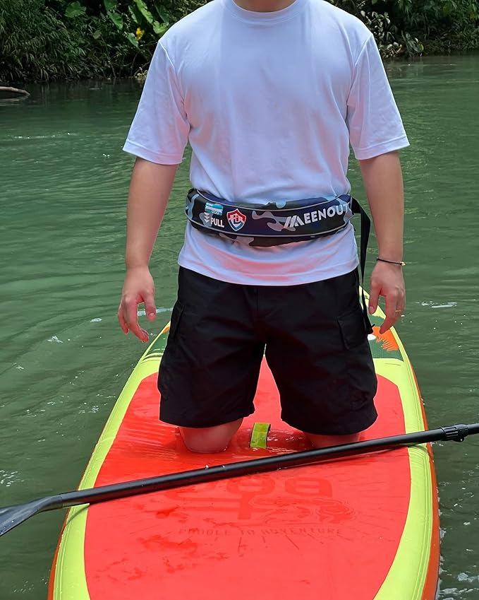 Automatic Inflatable Belt Pack Water Sports Jacket Waist Belt PFD for SUP Paddleboarding Fishing Boating Kayaking（fit 80-330 lbs） (Dark blue camouflage)
